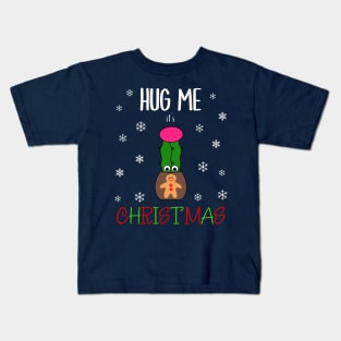 Hug Me It's Christmas - Hybrid Cactus In Gingerbread Man Pot Kids T-Shirt